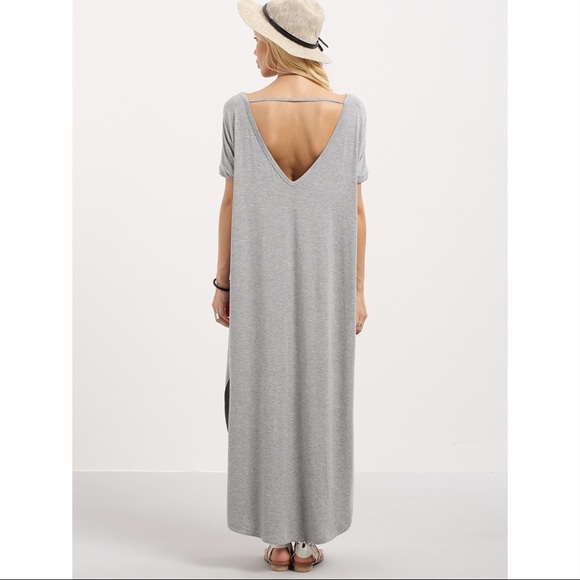 Grey Spliced Maxi Dress - Picture 3 of 3